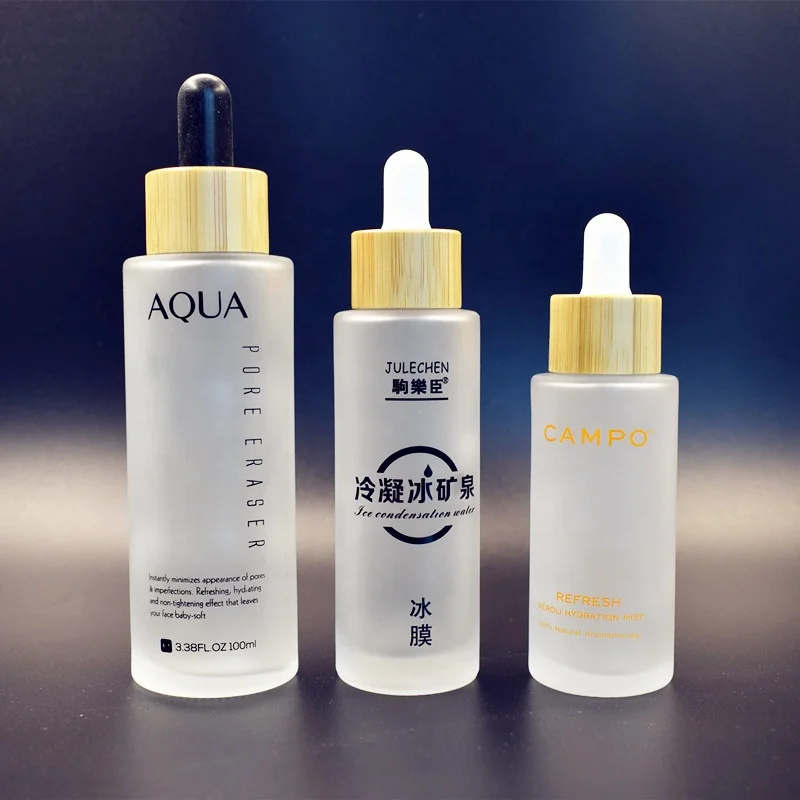Luxury Skincare Bottles - ขาย ผลิตภัณฑ์ดูแลผิวการพิมพ์หรูหราผมน้ํามันหอมระเหยโลชั่นไม้ไผ่บรรจุภัณฑ์เครื่องสําอางแก้วฝ้าขวดสเปรย์หมอกพร้อมหยด