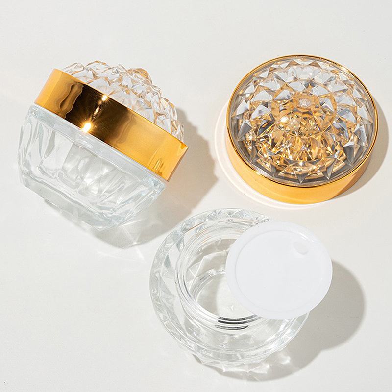 Luxury Skincare Bottles - ขวดครีมแก้วหรูหรา 50 กรัม พร้อมฝาปิดอะคริลิค สำหรับใส่ครีมบำรุงผิว ขวดโลชั่นพกพาสำหรับครีมและโลชั่น